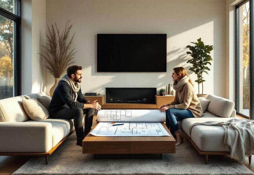 A couple plans together, showing how to prepare your home for a stress-free remodel.